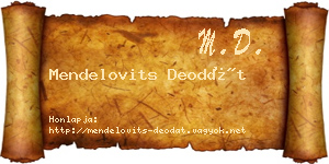 Mendelovits Deodát névjegykártya
